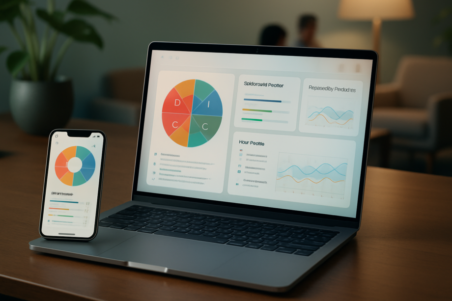 Free DISC personality test dashboard with instant behavioral analysis and communication style insights